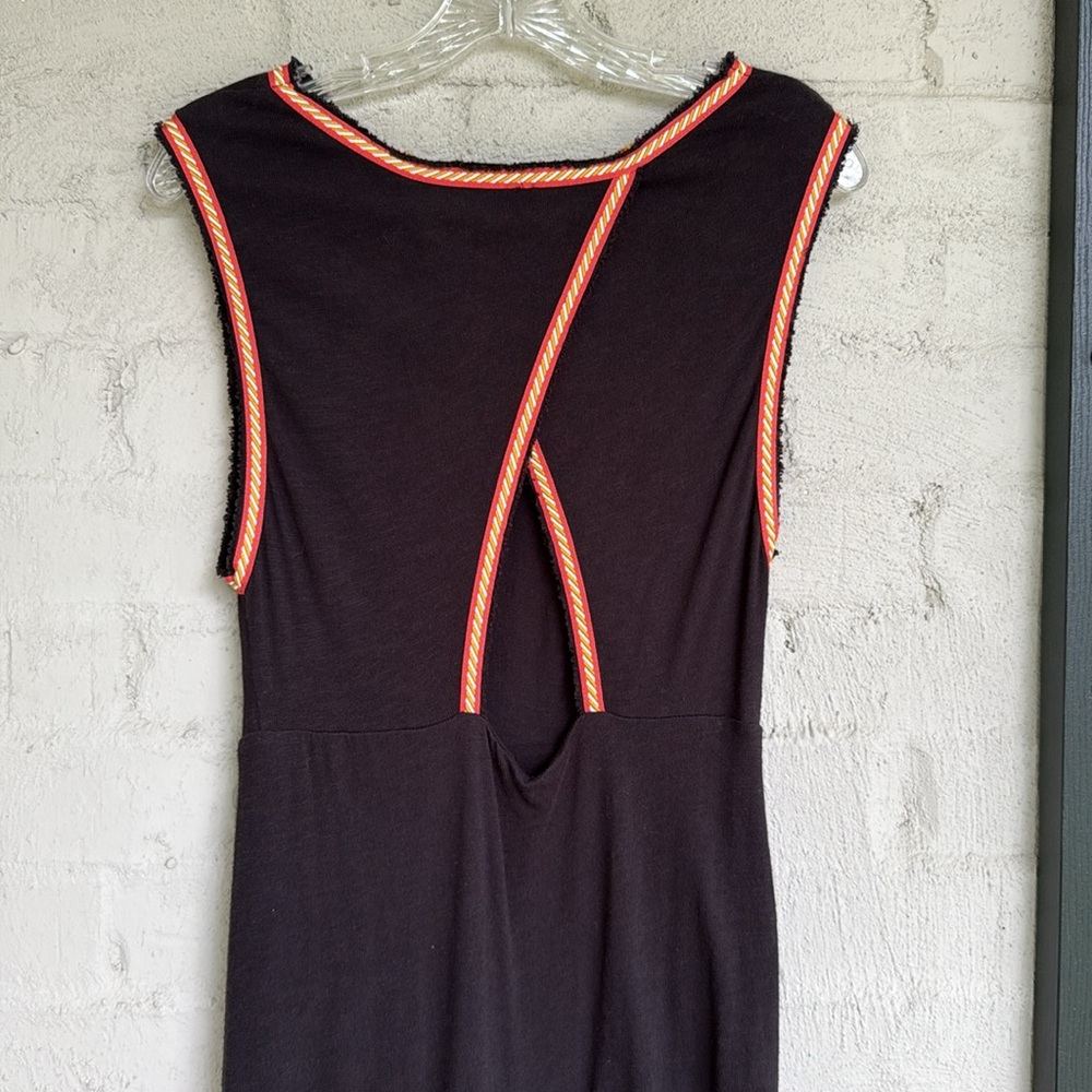 Free People Sabrina Black Cotton Knit Cut-Out-Back Maxi Dress Size Medium - Picture 8 of 14